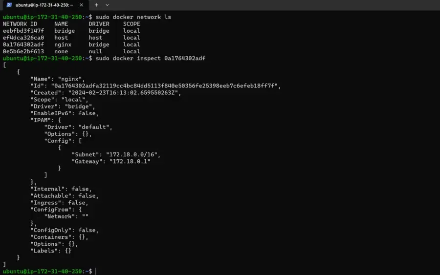 Docker network inspect