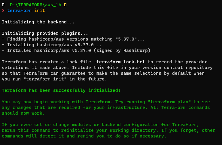 Initializing the terraform