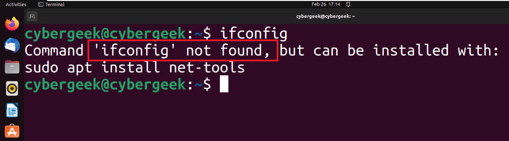 ifconfig command not found error