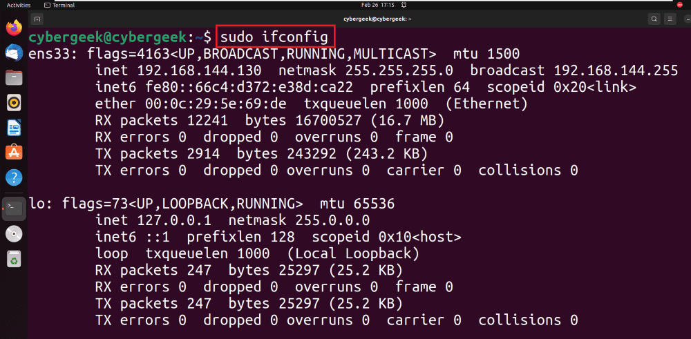 Executing ifconfig with root permissions