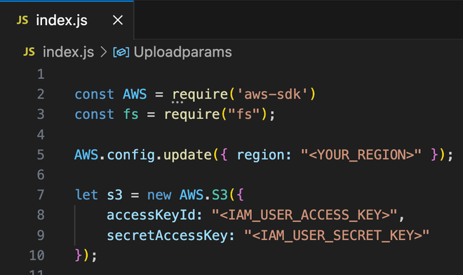 Connect node to aws-sdk