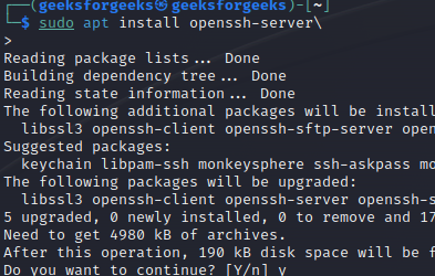 install openssh-server in kali linux