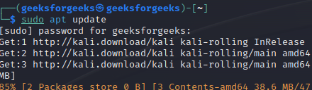 sudo apt update in kali linux