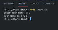 How to Take Input in JavaScript in VS Code Terminal ? - GeeksforGeeks