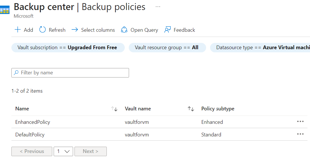 Creating Backup policies