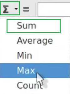 autosum in LibreOffice