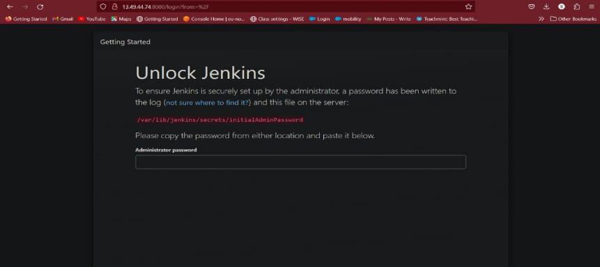 Login in to Jenkins with Default Admin 