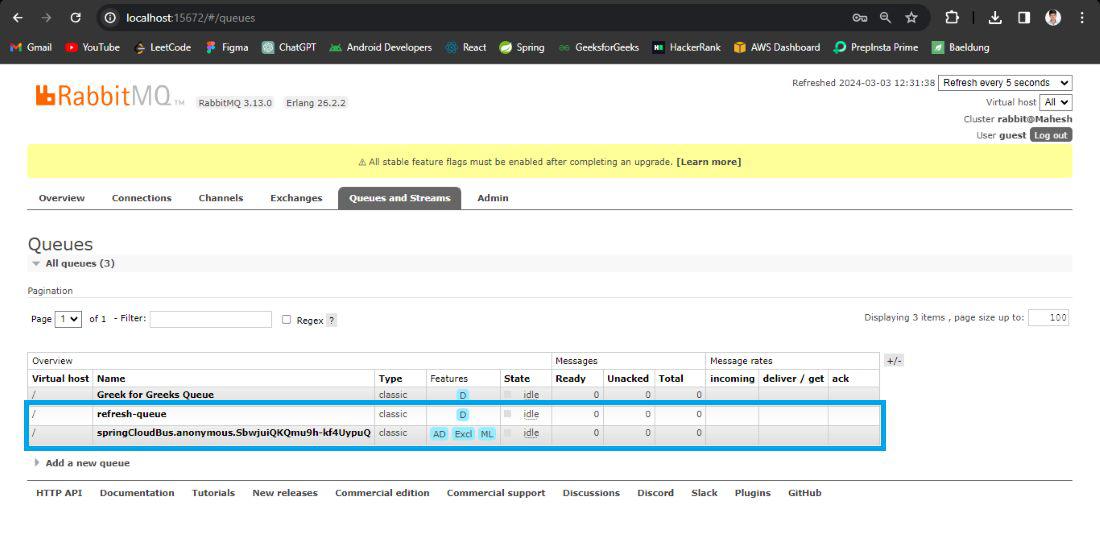 RabbitMQ Server Dashboard