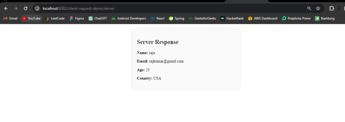 Server response Page