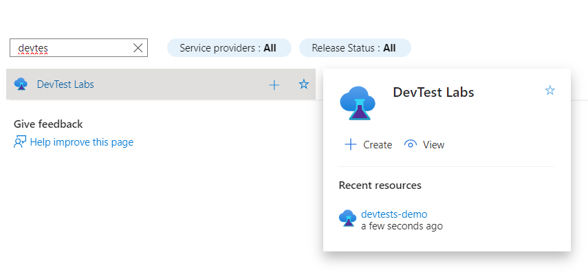 Navigating To DevTest Labs