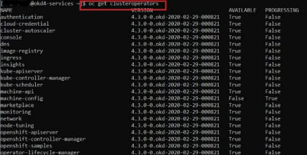 listing cluster operators in openshift