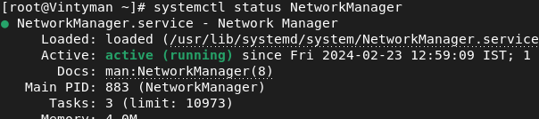 checking status of NetworkManager