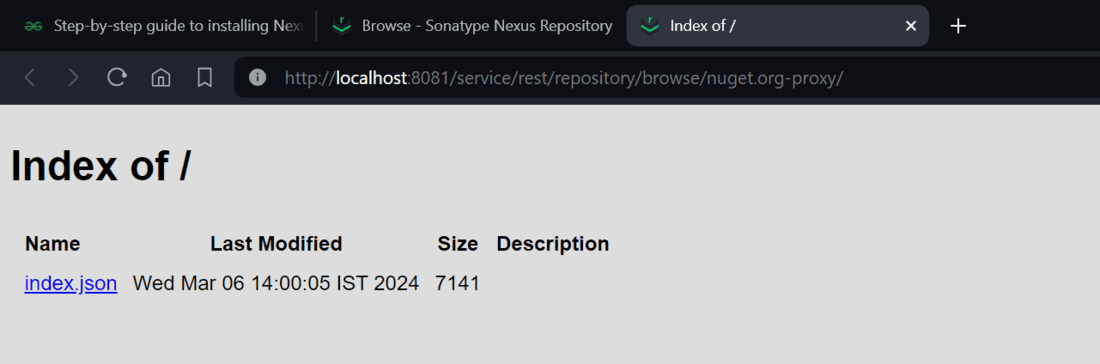 HTML view of Nexus Repository