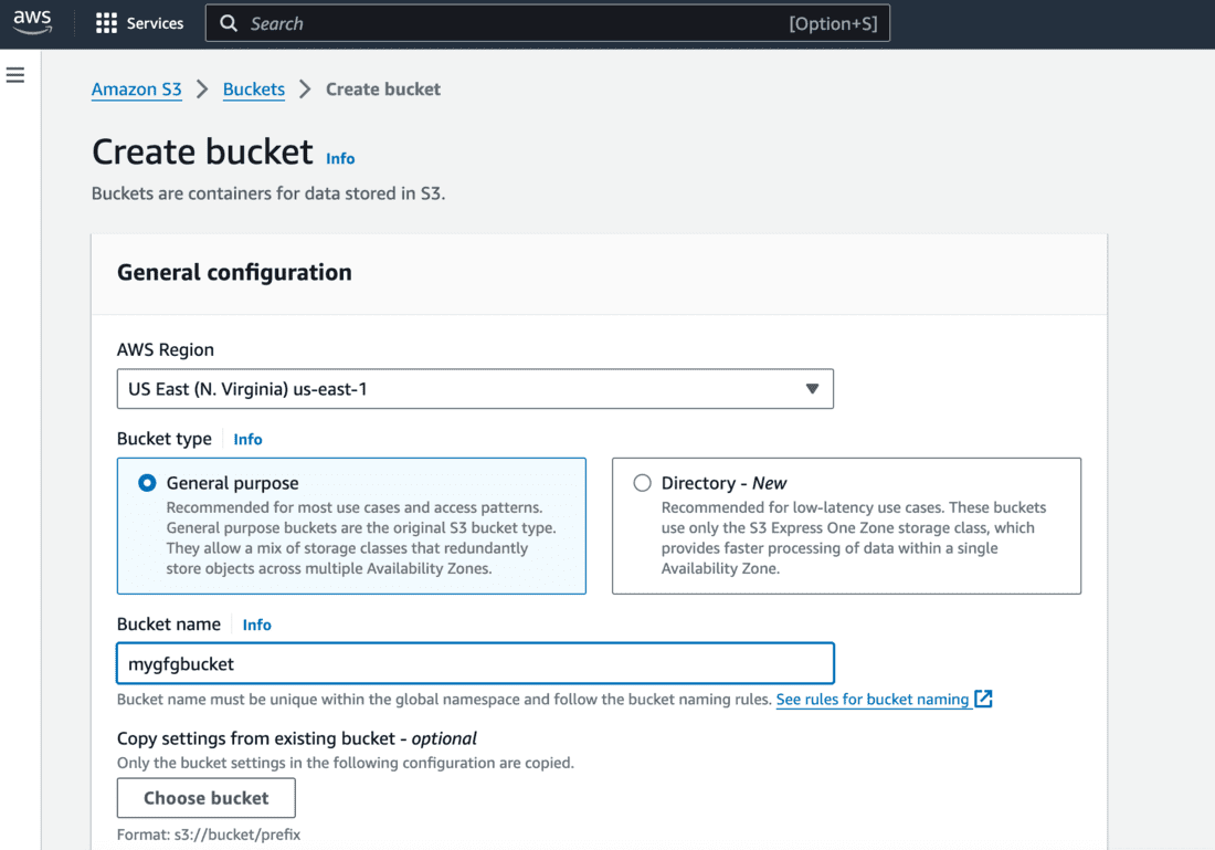 Create AWS S3 Bucket