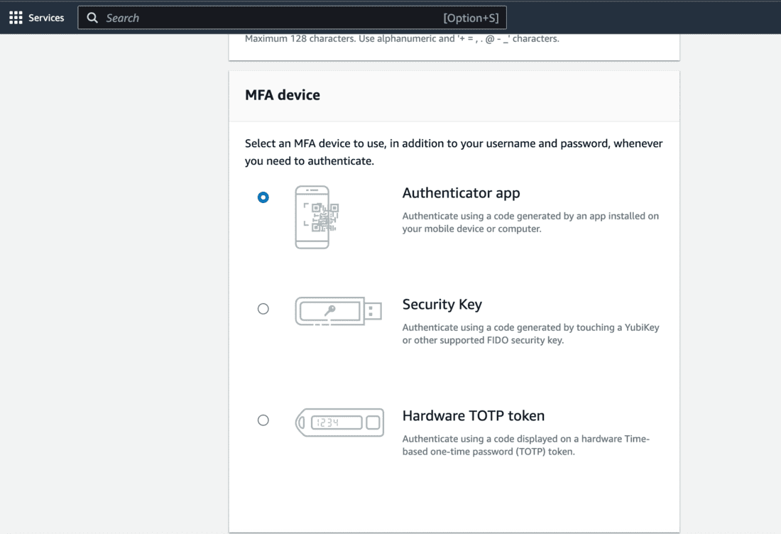 Select MFA Device