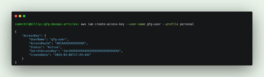 Create Access key for user