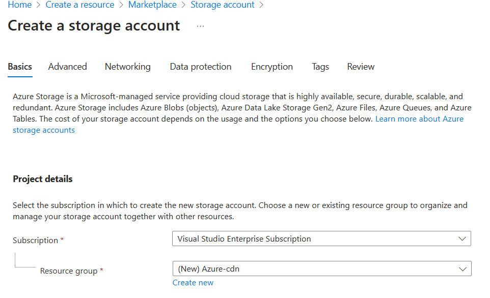 Navigatng to created storage account