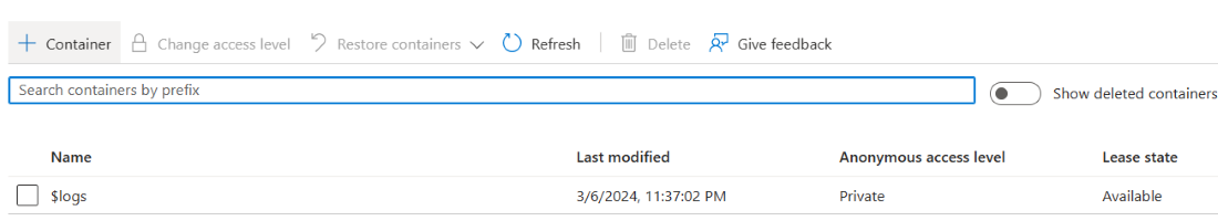 Creating container inside the blob storage