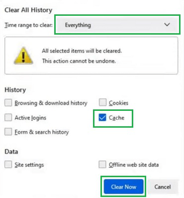 clear cache and cookies on edge