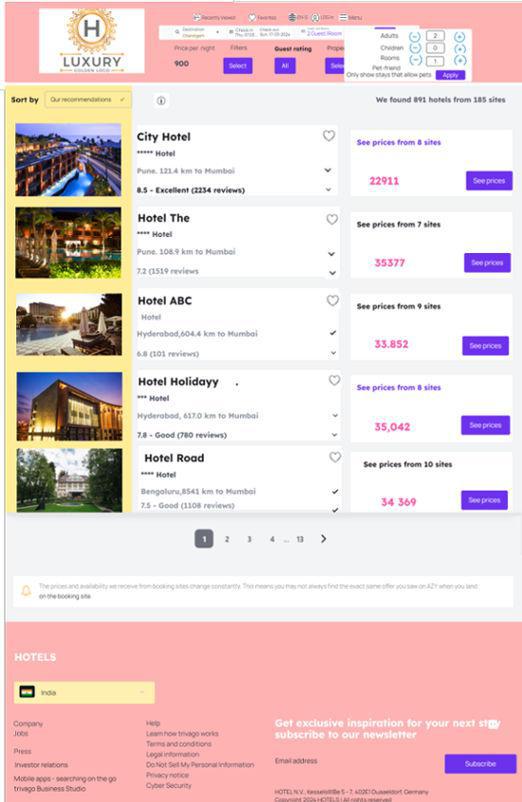 Bookings Page