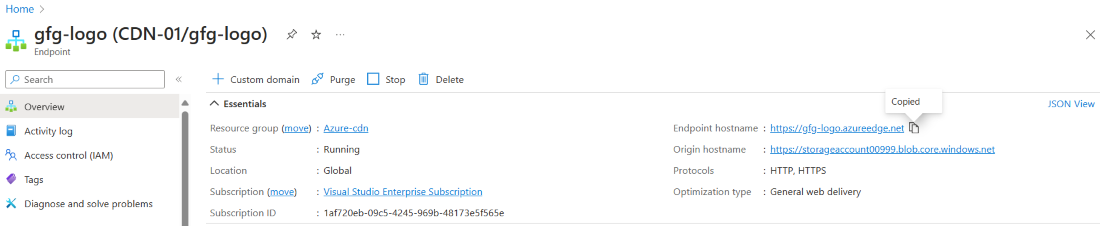 copying the url