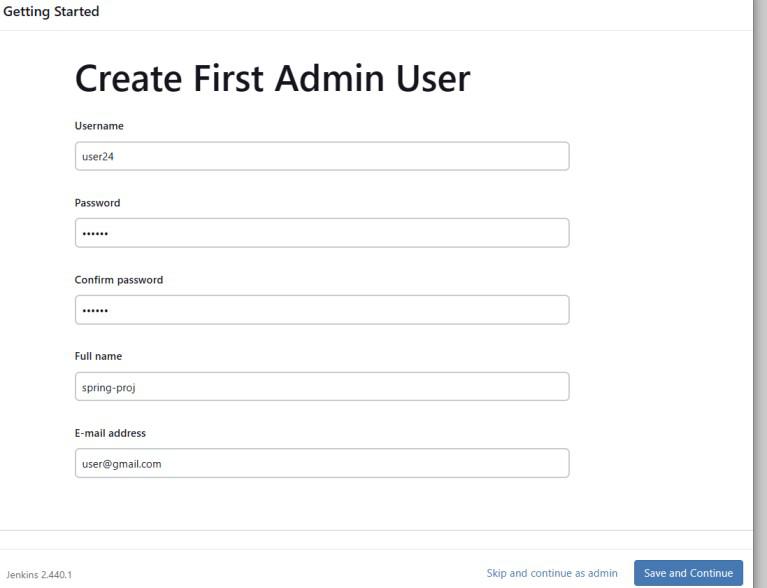 Creating Admin User