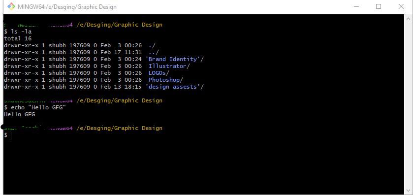 Git Bash with some shell commands