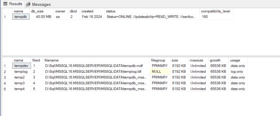 sp_helpdb-stored-procedure output