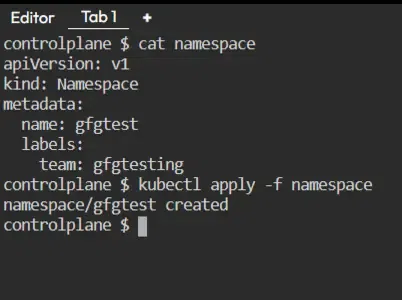 Viewing Namespace Yaml