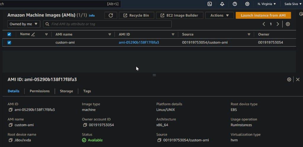 Viewing Created Custom AMI