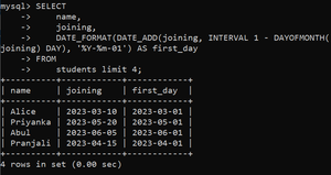 How to Get First Day of Every Corresponding Month in MySQL? - GeeksforGeeks