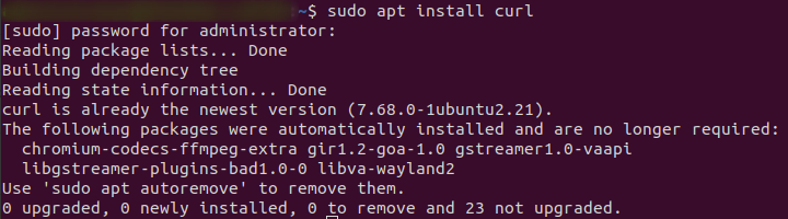 installing curl in ubuntu 