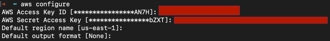 AWS CLI command for configuration