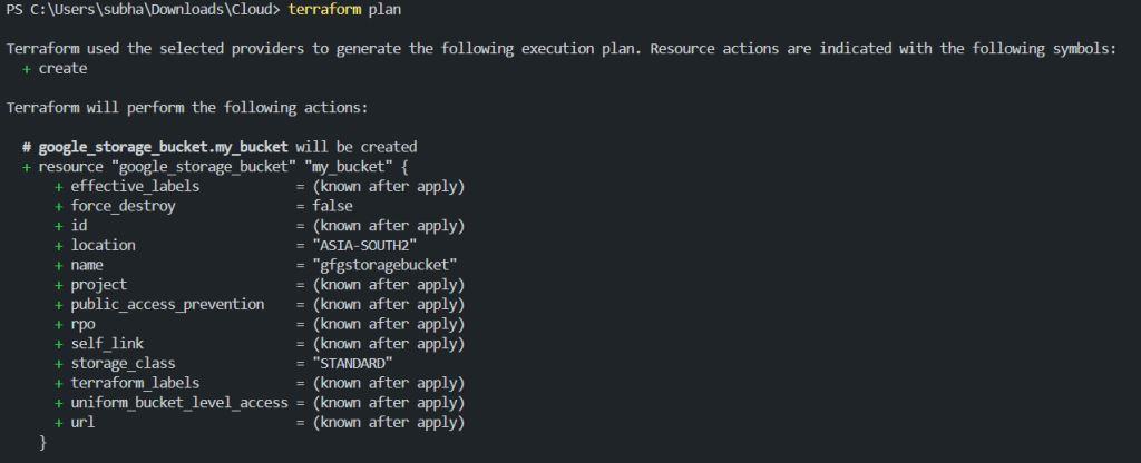 terraform plan