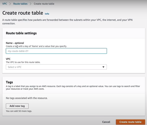 Create Route Table