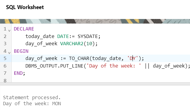 TO_CHAR function DY format