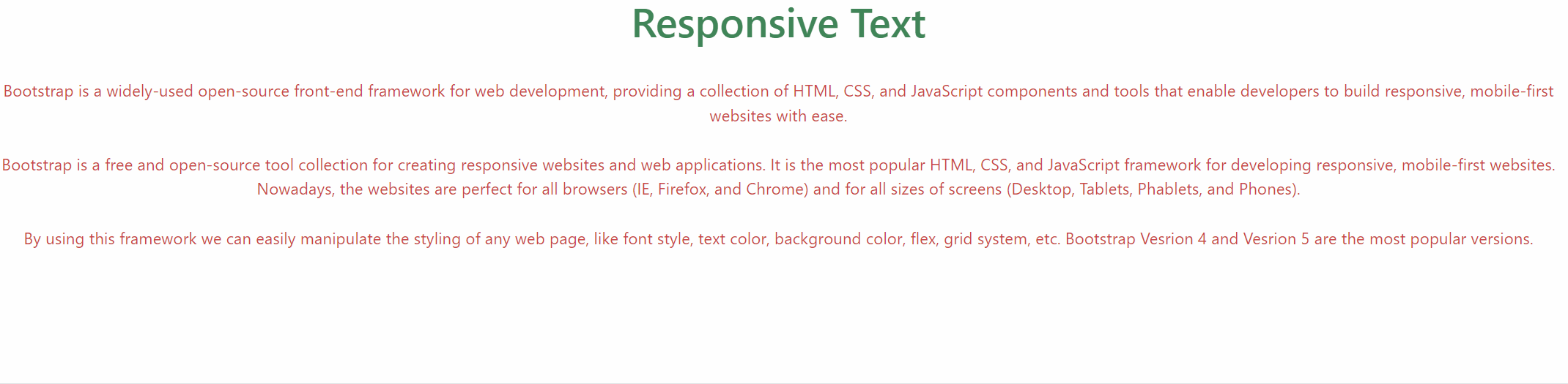 Text Responsive in Bootstrap