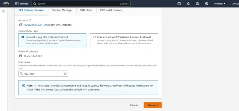 Navigate to EC2-Console