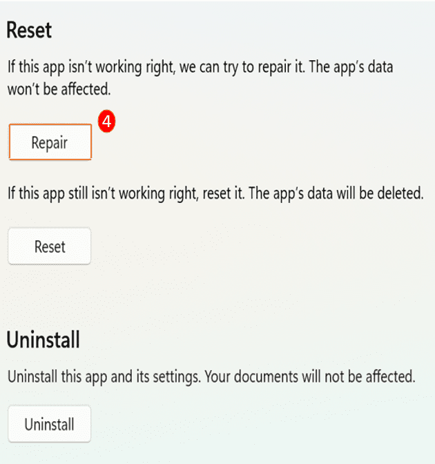 Repair and Reset Camera in Settings_pic3