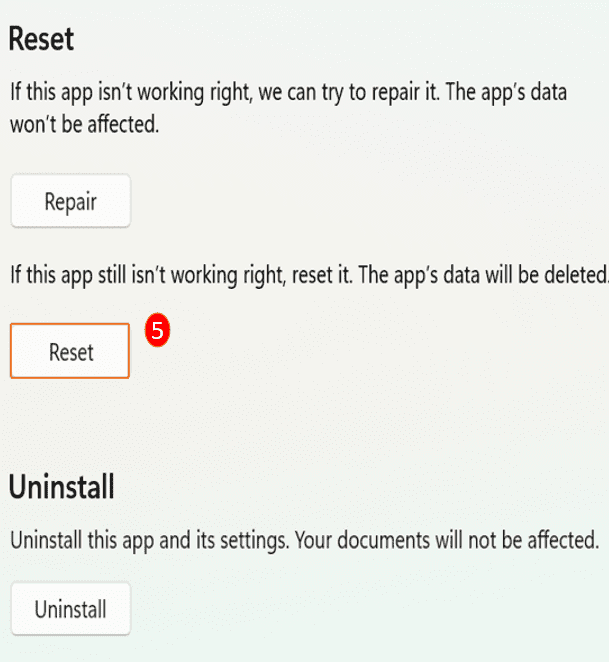 Repair and Reset Camera in Settings_pic4