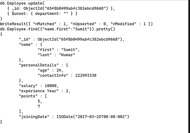 Using-$unset-Operator