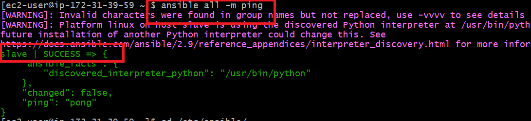 ansible all -m ping