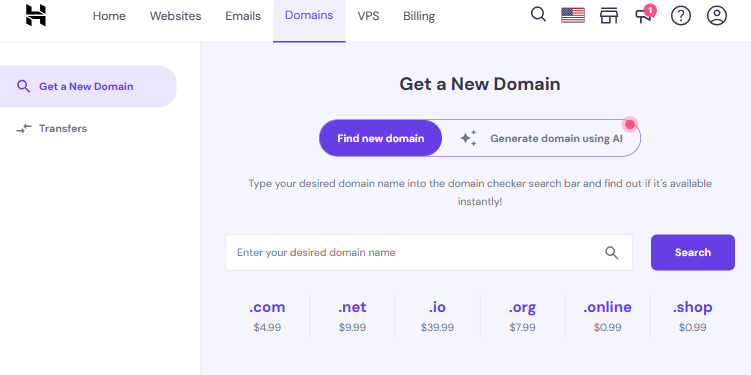 Choose to Add a New Domain