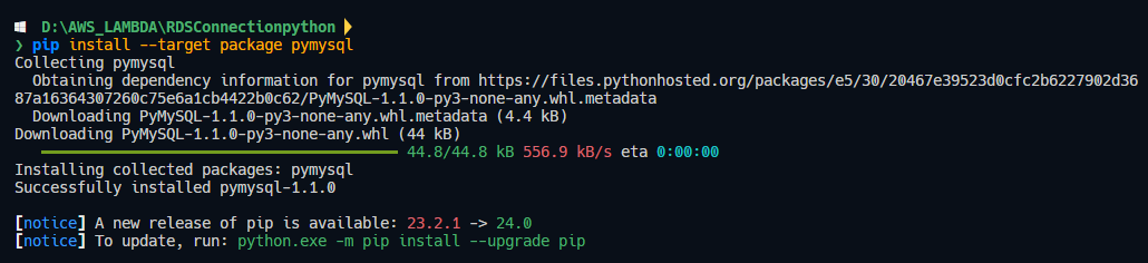 Installing PyMYSQL