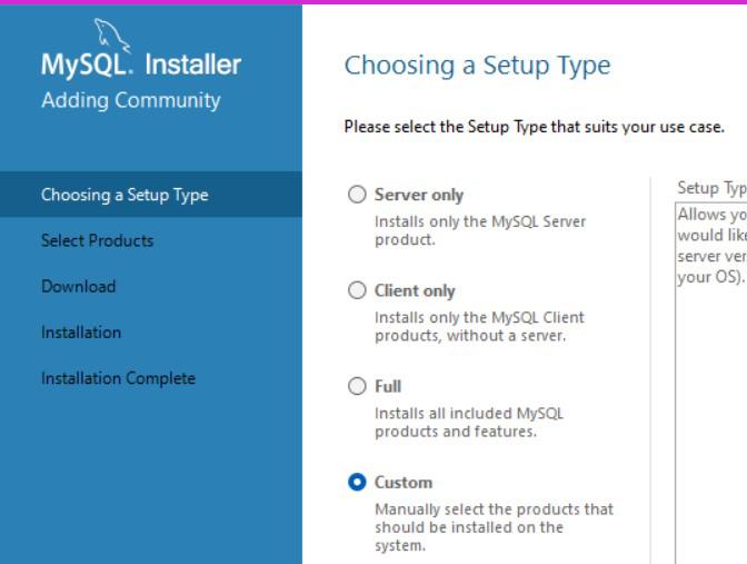 Setup mysql installer