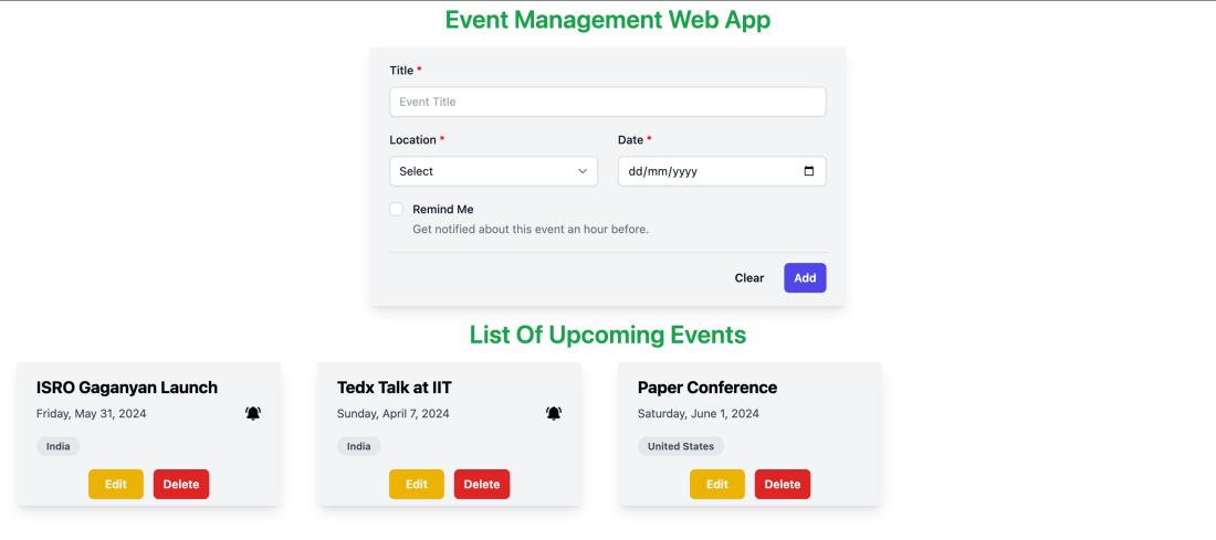 Event Managemenr app using MEAN Stack - Preview