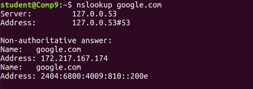 nslookup google.com