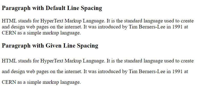 how to add line spacing in css