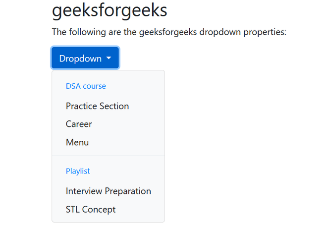 How to Add Headers inside the Dropdown Menu in Bootstrap ? - GeeksforGeeks