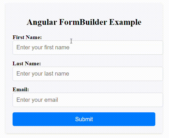 Formbuilder example in angular